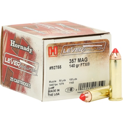 HORNADY LEVEREVOLUTION 357 MAG 140GR FTX 25RD 10BX/CS