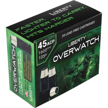 LIBERTY OVERWATCH 45 ACP 105GR HP 20RD 10BC/CS