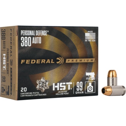 FEDERAL PREMIUM 380 ACP 99GR HST JHP 20RD 10BX/CS