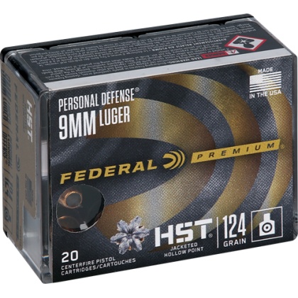 FEDERAL PREMIUM 9MM LUGER 124GR HST JHP 20RD 10BX/CS