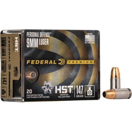 FEDERAL PREMIUM 9MM LUGER 147GR HST JHP 20RD 10BX/CS