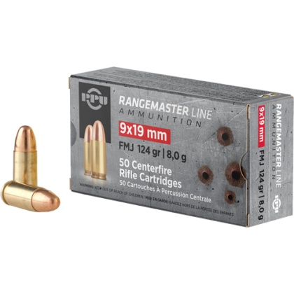 PPU RANGEMASTER 9MM LUGER 124GR FMJ 50RD 20BX/CS