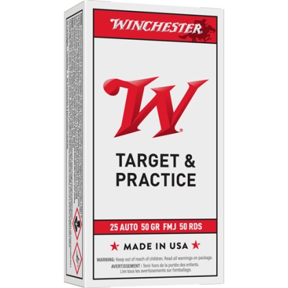 WINCHESTER USA 25 ACP 50GR FMJ-RN 50RD 10BX/CS