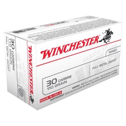 WINCHESTER USA 30 CARBINE 110GR FMJ-RN 50RD 10BX/CS