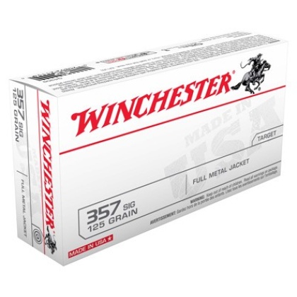 WINCHESTER USA 357 SIG 125GR FMJ-RN 50RD 10BX/CS