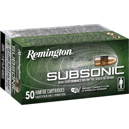 REMINGTON SUBSONIC 22LR 40GR PLATED LEAD-HP 50RD 100BX/CS