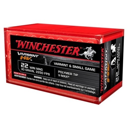 WINCHESTER SUPREME 22WMR 30GR V-MAX 2250FPS 50RD 20BX/CS