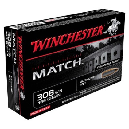 WINCHESTER MATCH 308 WIN 168GR MATCHKING 20RD 10BX/CS