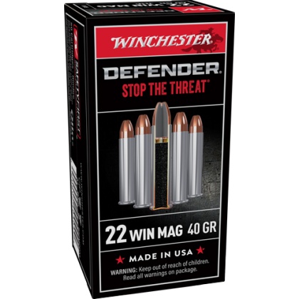 WINCHESTER PDXI DEFENDER 22WMR 45GR JHP 1295FPS 50RD 20BX/CS