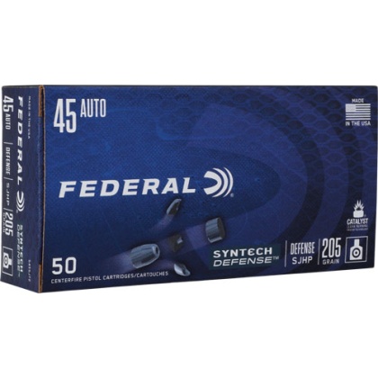 FEDERAL SYNTHETIC DEFENSE 45 ACP 205GR SJHP 50RD 10BX/CS