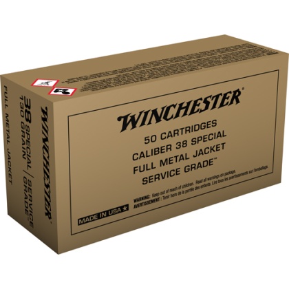 WINCHESTER SERVICE 38 SPECIAL 130GR FMJ-RN 50RD 10BX/CS