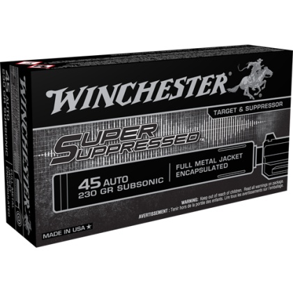 WINCHESTER SUPER SUPPRESSED 45 ACP 230GR FMJ 50RD 10BX/CS