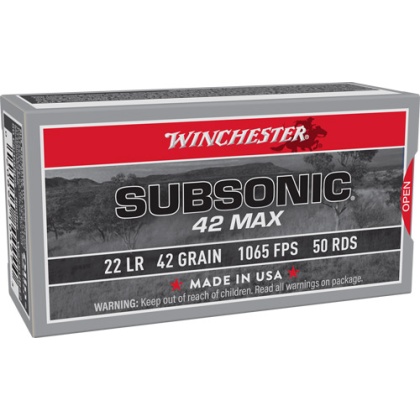 WINCHESTER SUBSONIC 22LR 42GR HP 50RD 40BX/CS <