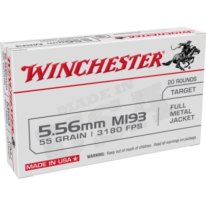 WINCHESTER USA 5.56X45 55GR FMJ 20RD 50BX/CS