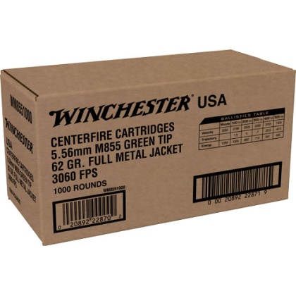 WINCHESTER USA 5.56X45 GREEN TIP 1000RD CASE LOT