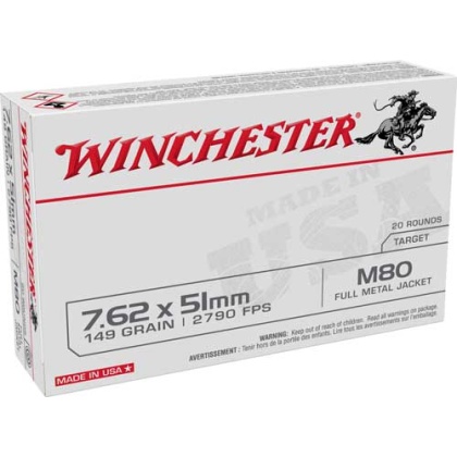 WINCHESTER USA 7.62x51 149GR FMJ 20RD 25BX/CS