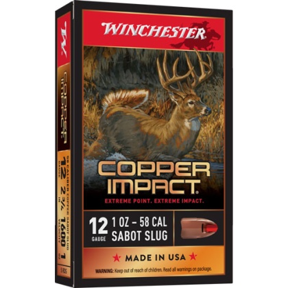 WINCHESTER 12GA COPPER IMPACT 1OZ SABOT SLUG 5RD 20BX/CS