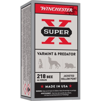 WINCHESTER SUPER-X 218 BEE 46GR JHP 50RD 10BX/CS