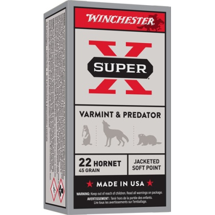 WINCHESTER SUPER-X 22 HORNET 45GR JSP 50RD 10BX/CS