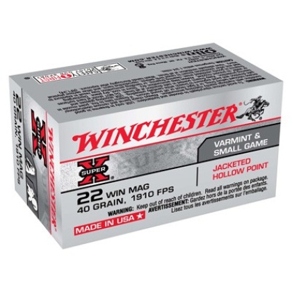 WINCHESTER SUPER-X 22WMR 40GR JHP 1910FPS 50RD 40BX/CS