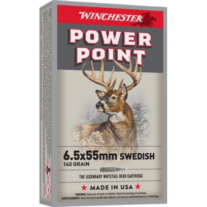 WINCHESTER 6.5X55 MAUSER 140GR POWER POINT 20RD 10BX/CS