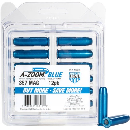 A-ZOOM METAL SNAP CAP BLUE .357 MAGNUM 12-PACK