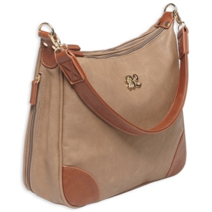 BULLDOG CONCEALED CARRY PURSE HOBO STYLE TAUPE W/TAN TRIM