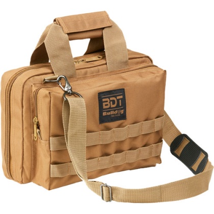 BULLDOG DELUXE 2 PISTOL RANGE BAG W/MOLLE TAN