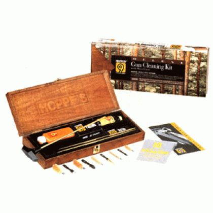 HOPPES DELUXE GUN CLEANING KIT W/WOOD STORAGE CASE