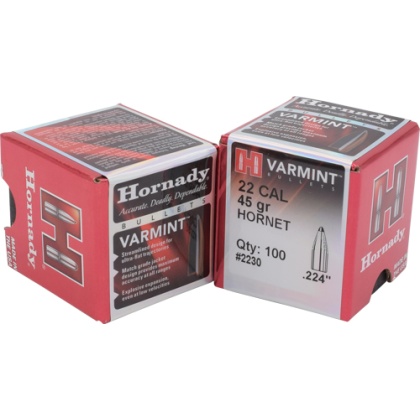 HORNADY BULLETS 22 CAL .224 45GR JSP 100CT 40BX/CS