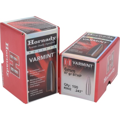 HORNADY BULLETS 6MM .243 87GR JHP-BT 100CT 25BX/CS