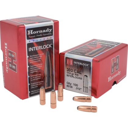 HORNADY BULLETS 303 CAL .312 174GR RN 100CT 15BX/CS