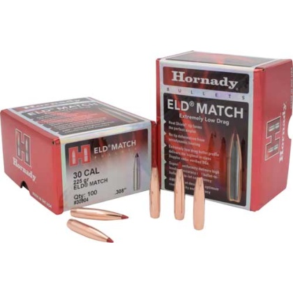 HORNADY BULLETS 30CAL .308 225GR ELD-MATCH 100CT 15BX/CS