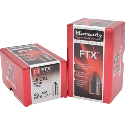 HORNADY BULLETS 38 CAL 357 140GR FTX 100RD 15BX/CS