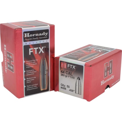 HORNADY BULLETS 44 CAL .430 265GR FTX 50CT 15BX/CS