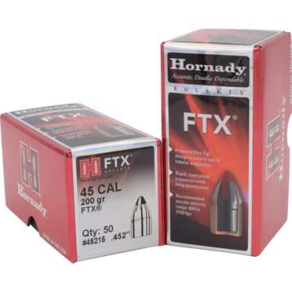 HORNADY BULLETS 45 CAL .452 200GR FTX 50CT 25BX/CS