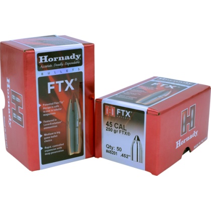 HORNADY BULLETS 45 CAL .452 250GR FTX 50CT 25BX/CS