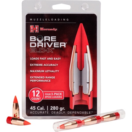 HORNADY 45CAL BORE DRIVER 280GR ELD-X 12CT 10BC/CS