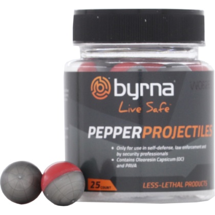 BYRNA PEPPER PROJECTILES 25 COUNT TUB .68 CAL