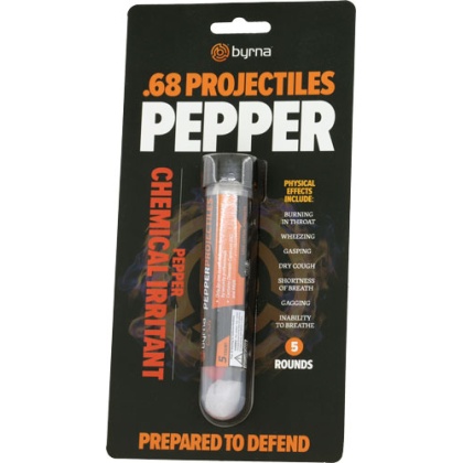 BYRNA PEPPER PROJECTILES 5 COUNT TUBE .68 CAL