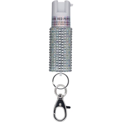 SABRE JEWELED PEPPER SPRAY W/ SNAP CLIP/TWIST LOCK SILVER