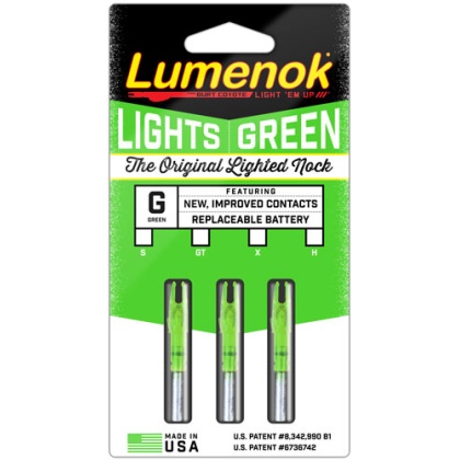 LUMENOK LIGHTED NOCK SIGNATURE SERIES GREEN 3PK