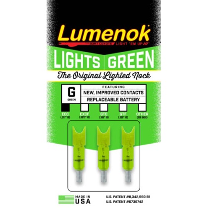 LUMENOK LIGHTED NOCK XBOW GRN CRESCENT EASTON CARBON 3PK