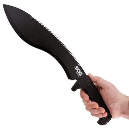 SOG MACHETE SOGFARI KUKRI BLACK W/SHEATH