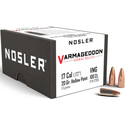 NOSLER BULLETS 17 CAL .172 20GR VARMAGEDDON FBHP 100CT