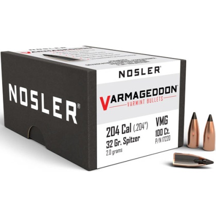 NOSLER BULLETS 20 CAL .204 32GR VARMAGEDDON TIPPED 100CT