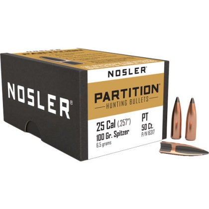 NOSLER BULLETS 25 CAL .257 100GR PARTITION 50CT