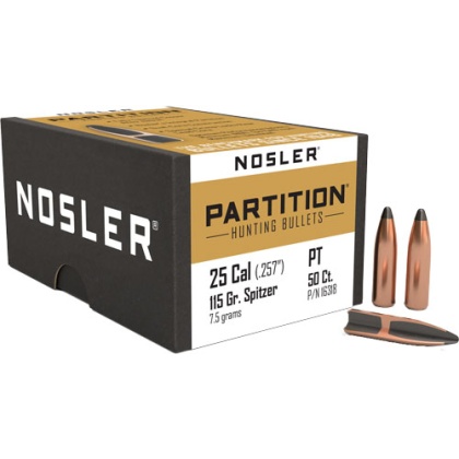 NOSLER BULLETS 25 CAL .257 115GR PARTITION 50CT