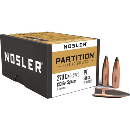 NOSLER BULLETS 270 CAL .277 130GR PARTITION 50CT