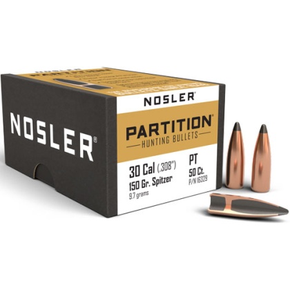 NOSLER BULLETS 30 CAL .308 150GR PARTITION 50CT